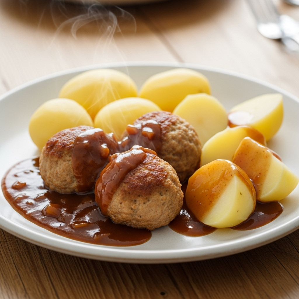 { "alt_text": "Danske frikadeller med brun sovs af stegesky og kogte kartofler på tallerken", "file_name": "danske-frikadeller-med-brun-sovs-af-stegesky-og-kogte-kartofler-4831" }