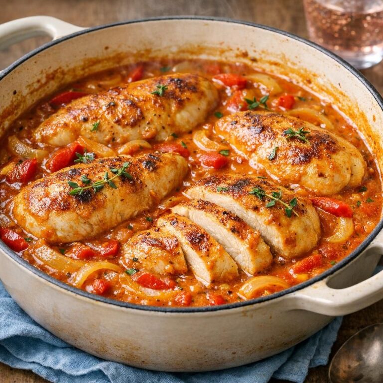 Braiseret kyllingebrystfilet i tomatkarrysauce