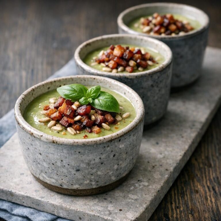 { "alt_text": "Broccolisuppe i hvid skål toppet med sprød bacon, set skråt oppefra; lunt baguette sløret i baggrunden", "file_name": "broccolisuppe-med-bacon-og-lunt-brod-4273" }