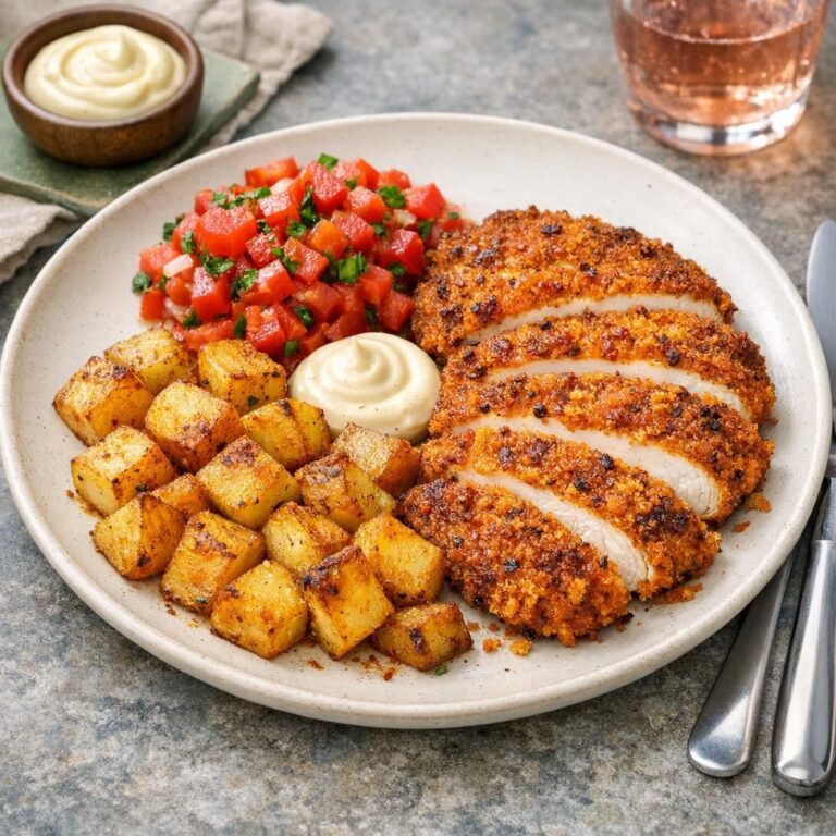 { "alt_text": "Cajunpaneret kylling med sprøde krydderkartofler, frisk tomatsalsa og en klat aioli på lys tallerken", "file_name": "cajunpaneret-kylling-med-krydderkartofler-og-tomatsalsa-4827" }