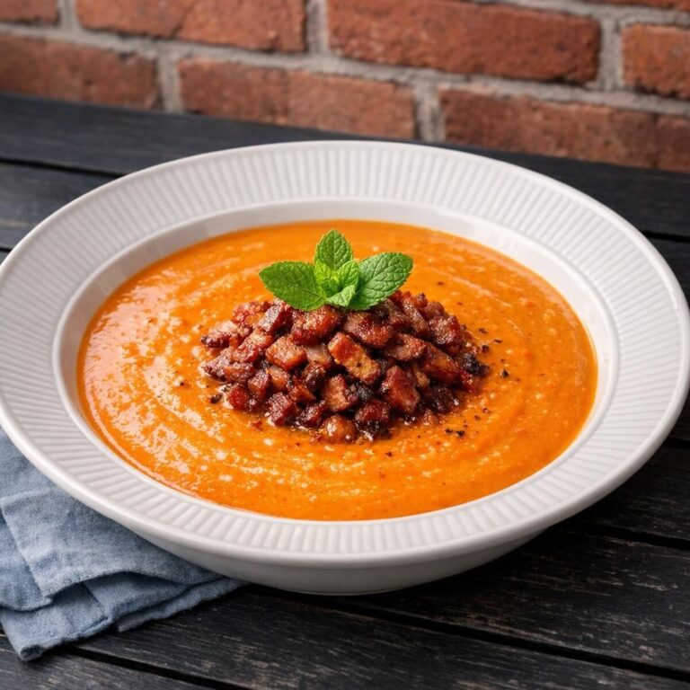 Cremet gulerodssuppe med sprød bacon