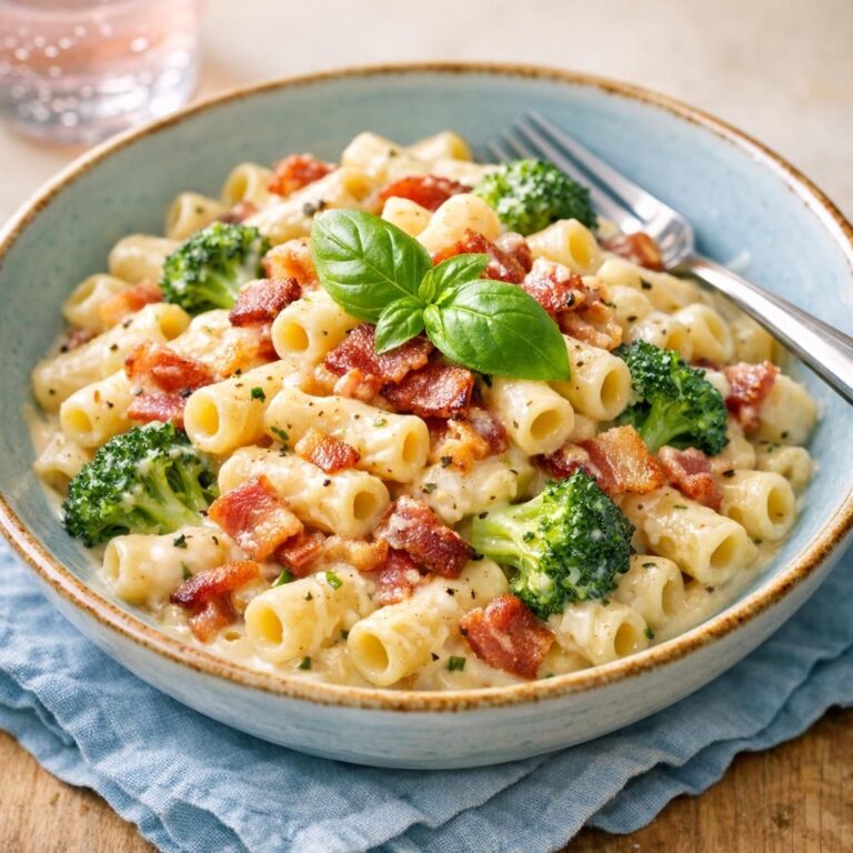 { "alt_text": "Cremet pasta med bacon og broccoli i hvid skål med sprøde baconstykker, grønne broccolibuketter og basilikum i blødt lys", "file_name": "cremet-pasta-med-bacon-og-broccoli-5287" }