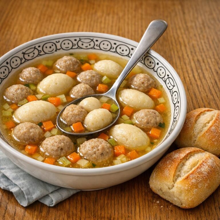 { "alt_text": "Dansk kød- og melbollesuppe i klar, gylden bouillon med små kødboller og lyse melboller i en hvid, lav tallerken.", "file_name": "dansk-kod-og-melbollesuppe-5382" }