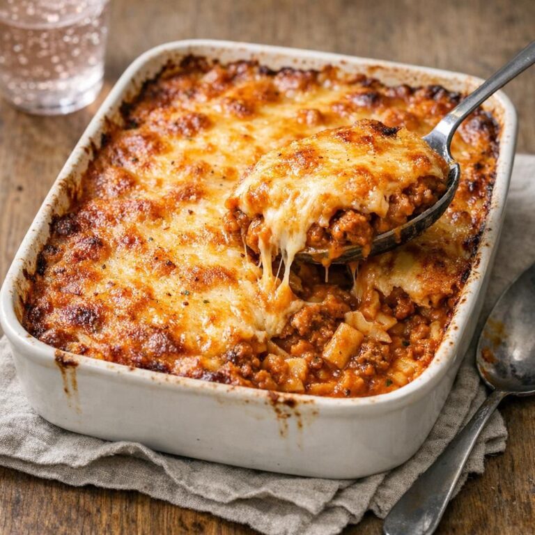 Den klassiske Knorrs lasagnette med cremet kødsovs og gylden, smeltet ost
