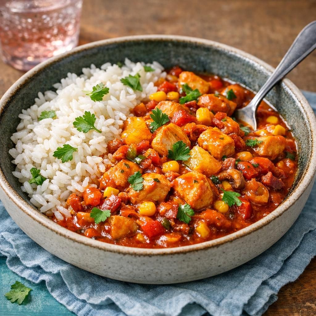 Eksotisk kyllingegryde med ris