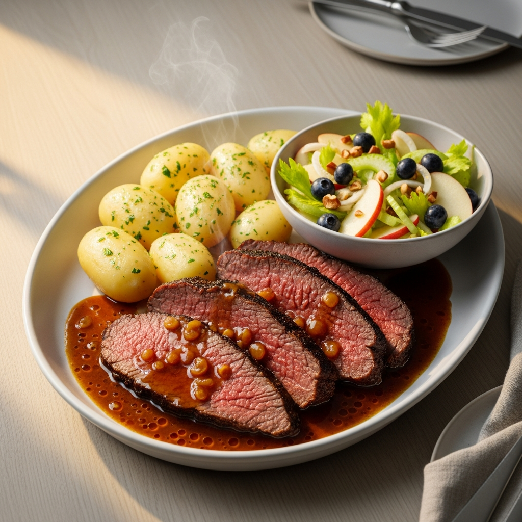 { "alt_text": "Gammeldags oksesteg i skiver med brun ølsauce, kogte persilledryssede kartofler og frisk æble-bladsellerisalat på lyst træbord", "file_name": "gammeldags-oksesteg-med-brun-oelsauce-kogte-kartofler-og-frisk-aeble-bladsellerisalat-4829" }