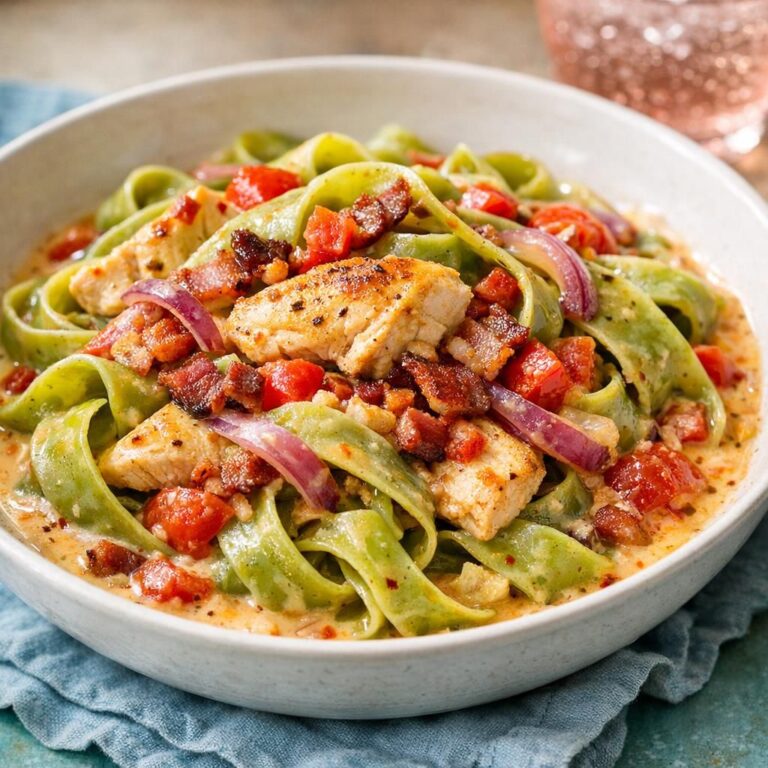 { "alt_text": "Grøn båndpasta med kylling, sprød bacon og cremet flødesauce med rødløg, rød peber og tomat", "file_name": "gron-bandpasta-med-kylling-bacon-og-flodesauce-4182" }