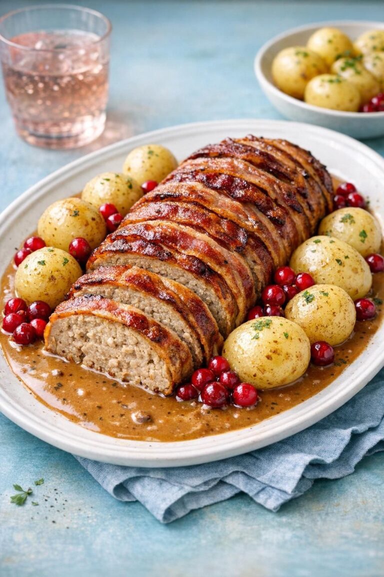 { "alt_text": "Forloren hare i skiver toppet med sprød bacon, serveret i brun flødesovs med små kartofler og tyttebær på lys baggrund", "file_name": "hjemmelavet-forloren-hare-med-brun-flodesovs-5829" }