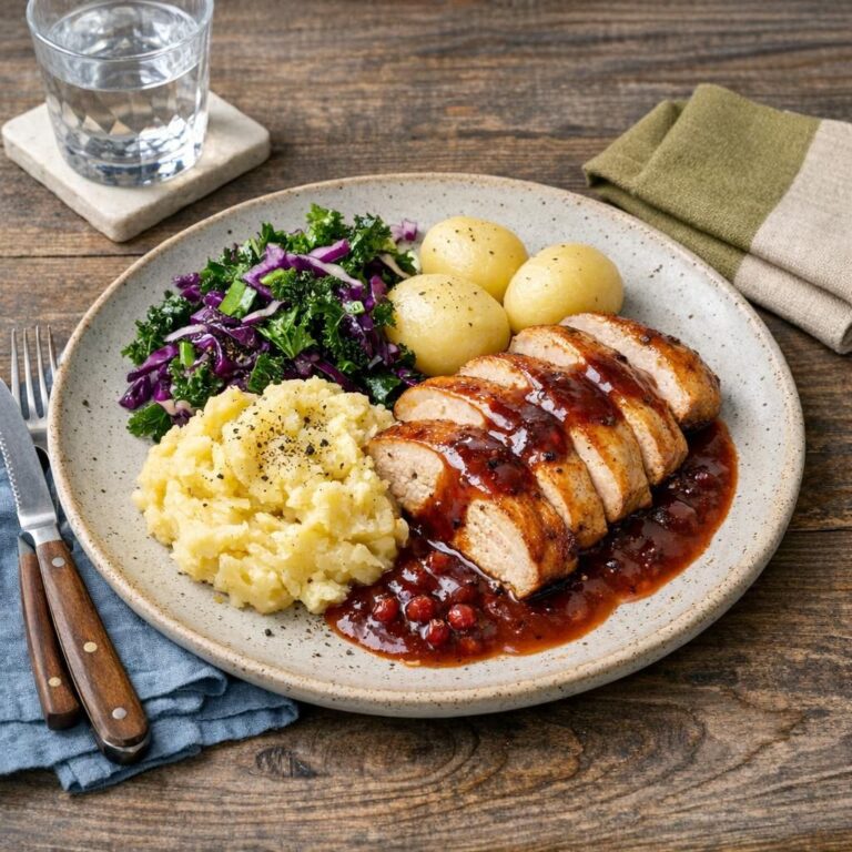 { "alt_text": "Hjemmelavet forloren hare pakket i sprød bacon med brun flødesovs, kogte kartofler og tyttebær", "file_name": "hjemmelavet-forloren-hare-med-brun-flodesovs-kogte-kartofler-og-tyttebaer-4837" }