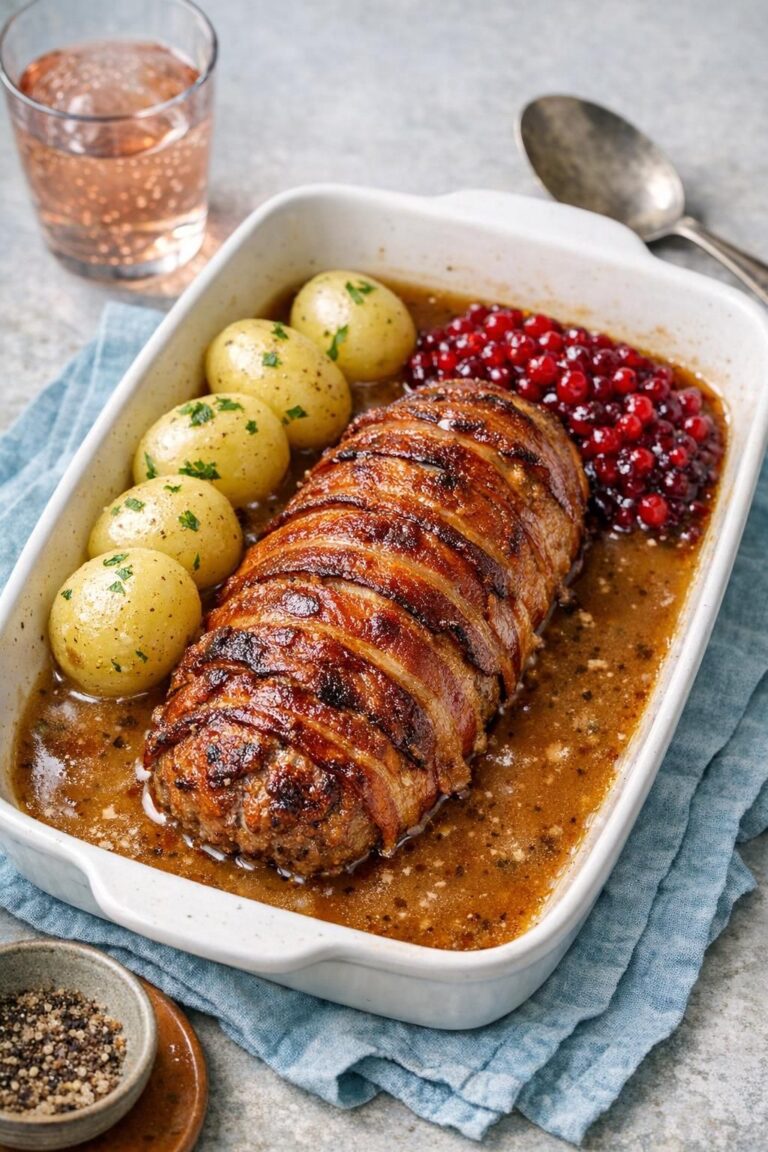 { "alt_text": "Overhead af hvidt fad med baconindpakket forloren hare, brun flødesovs, kogte kartofler og tyttebær", "file_name": "hjemmelavet-forloren-hare-med-brun-floedesovs-kogte-kartofler-og-tyttebaer-4827" }