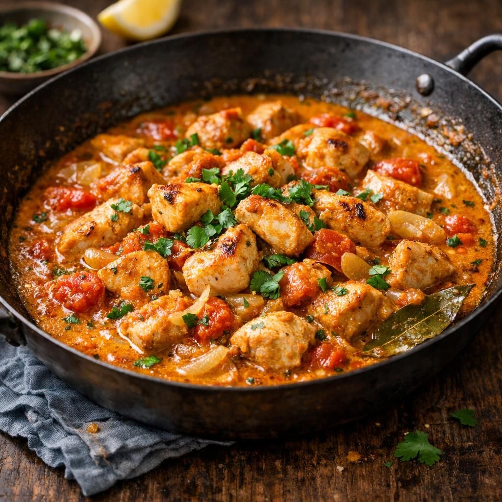 Indisk kylling i wok med kokosmælk