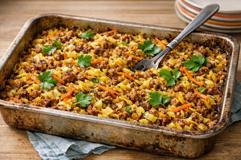 Kål med hakket kød og karry