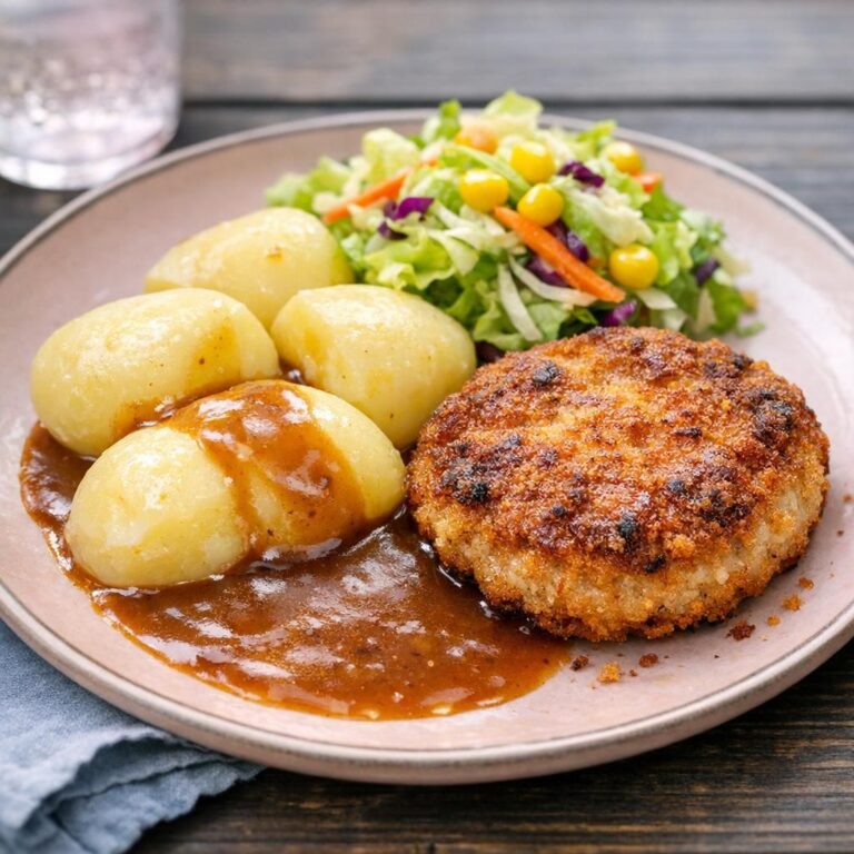 { "alt_text": "Karbonader med sprød panering, kogte kartofler med brun sovs og enkel salat på tallerken", "file_name": "karbonader-med-kartofler-brun-sovs-og-enkel-blandet-salat-4837" }