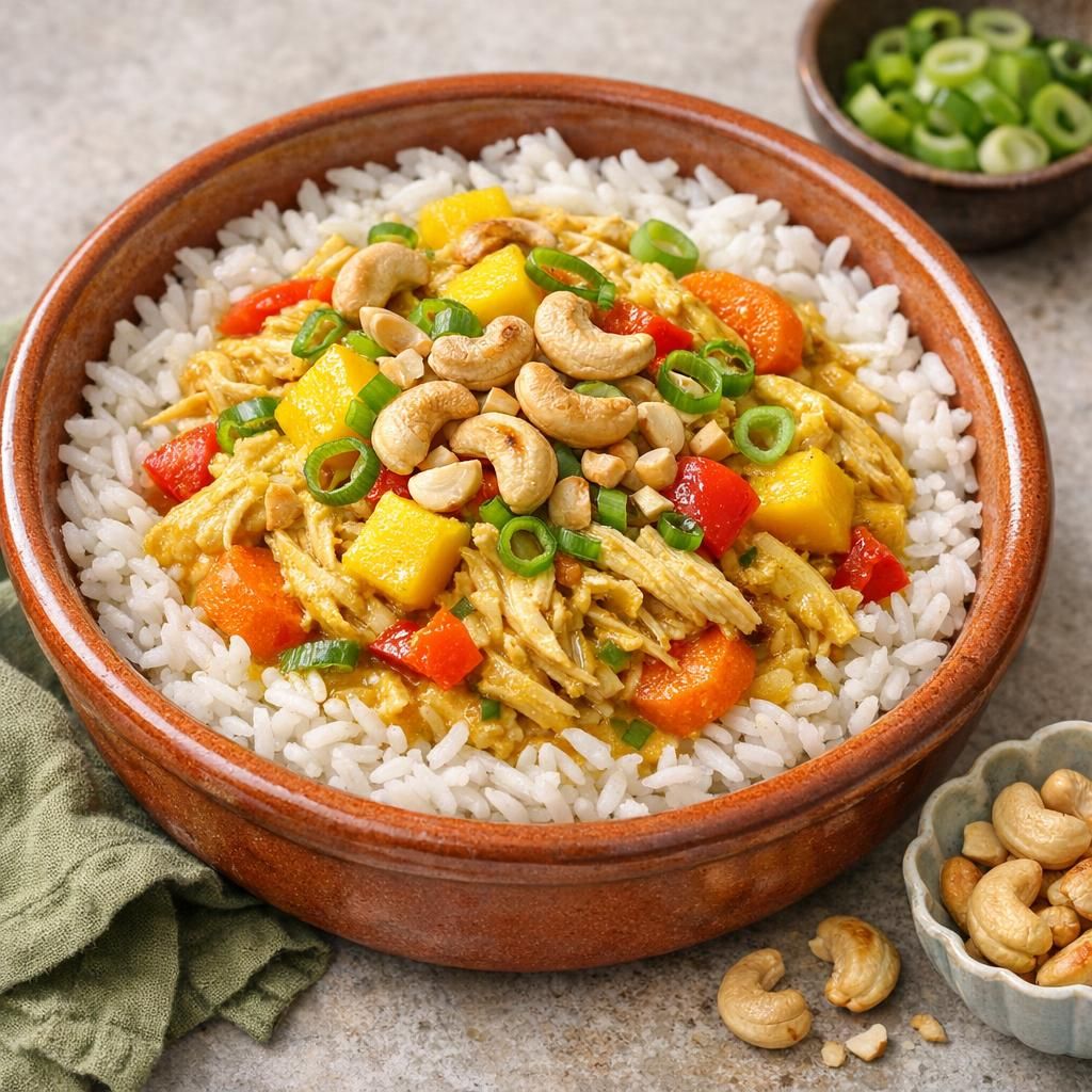 Karrygryde med kylling og mango i én gryde