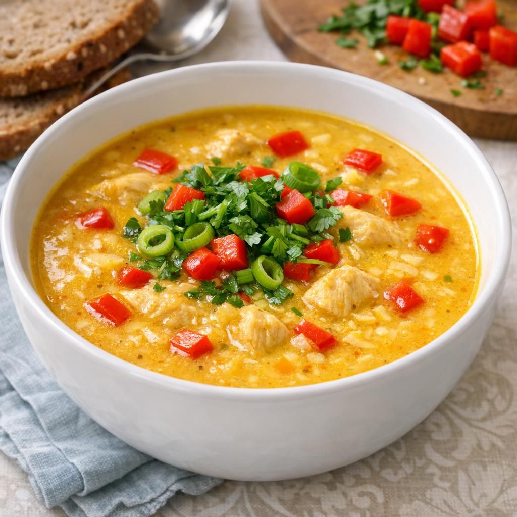 Karrysuppe med kylling og grøntsager