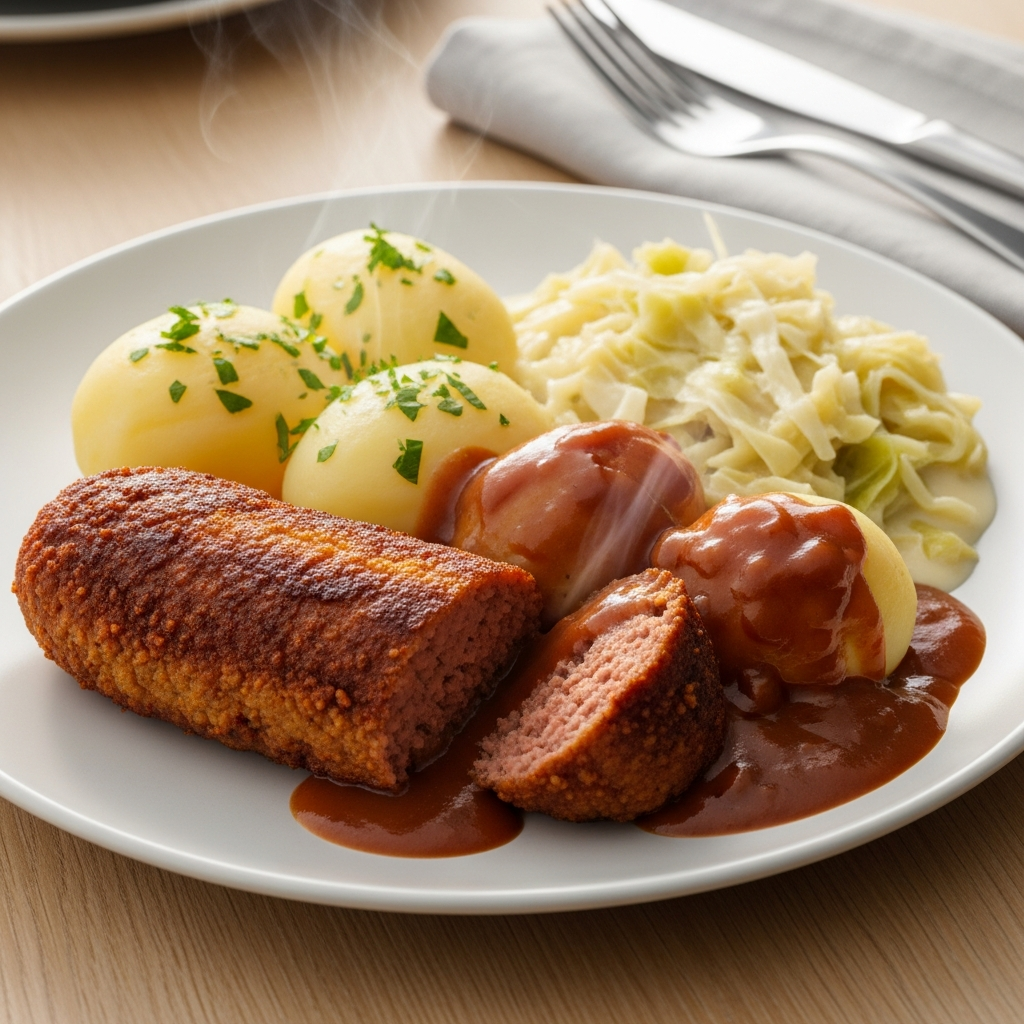 { "alt_text": "Klassisk medister med sprød stegeskorpe, kogte kartofler med persille, brun sovs og stuvet hvidkål på hvid tallerken i varmt sidelys", "file_name": "klassisk-medister-med-kogte-kartofler-brun-sovs-og-stuvet-hvidkaal-6382" }