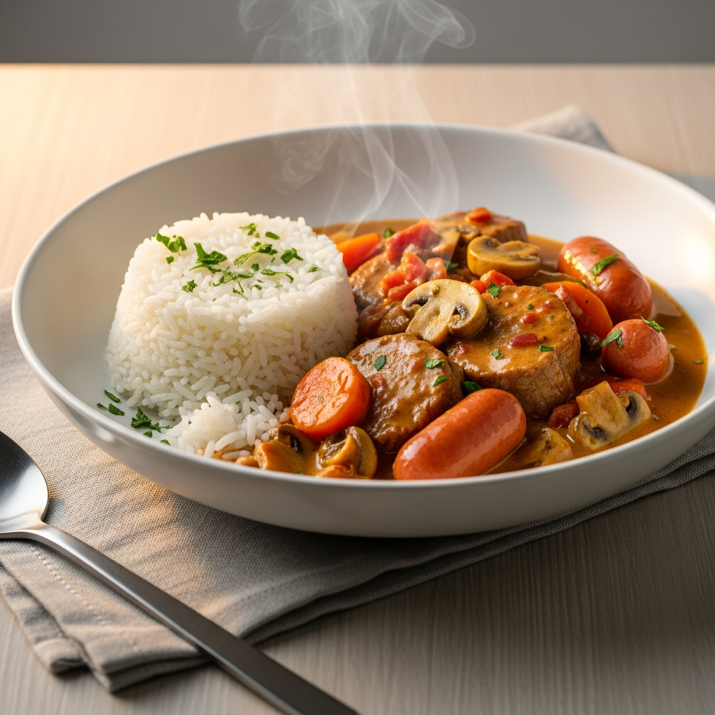 { "alt_text": "Klassisk mørbradgryde i cremet, rødlig brun sauce med bacon og champignon, serveret med dampende hvide ris og persille.", "file_name": "klassisk-morbradgryde-med-bacon-champignon-og-ris-3847" }