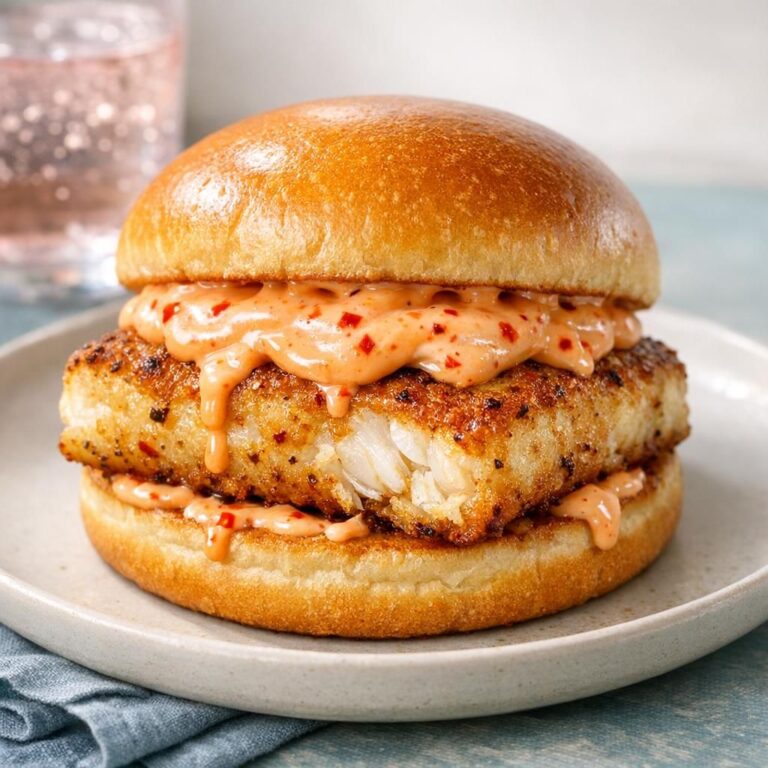 { "alt_text": "Krydret fiskeburger med chilimayo; sprød gylden fiskefilet i let ristet bolle, chilimayo der løber let ned ad siden.", "file_name": "krydret-fiskeburger-med-chilimarinade-og-mayo-4732" }