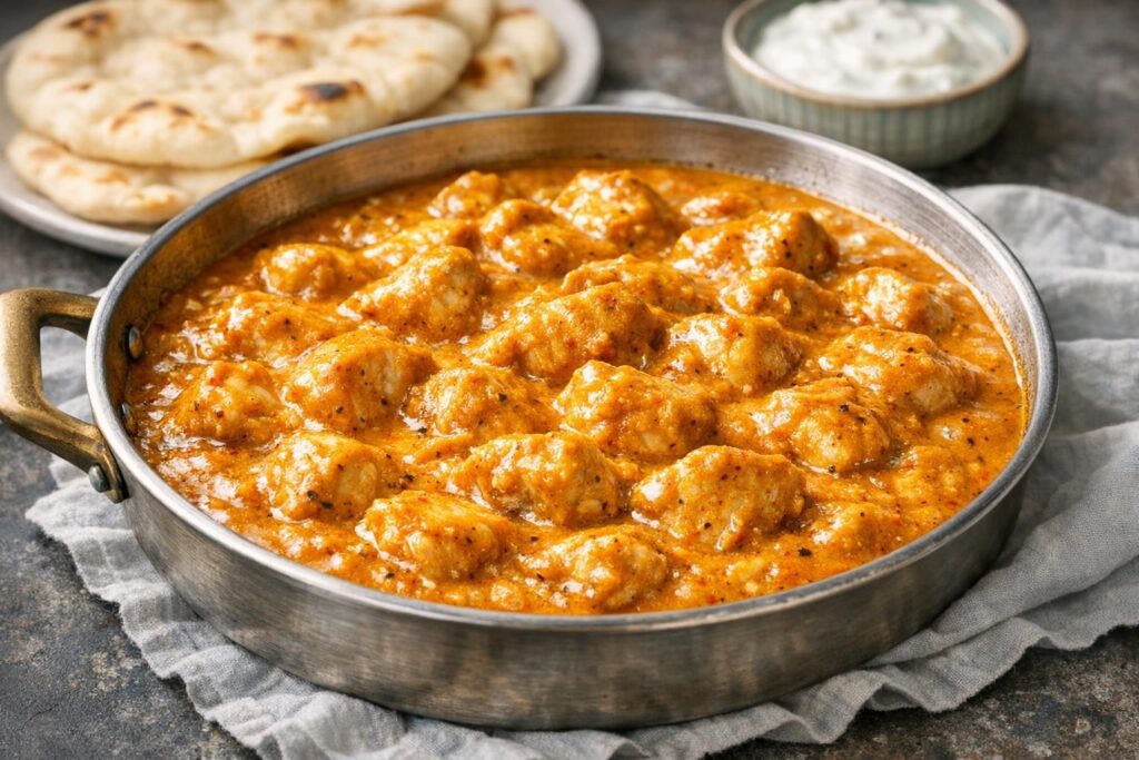 Kylling korma i cremet mandel-yoghurtsauce