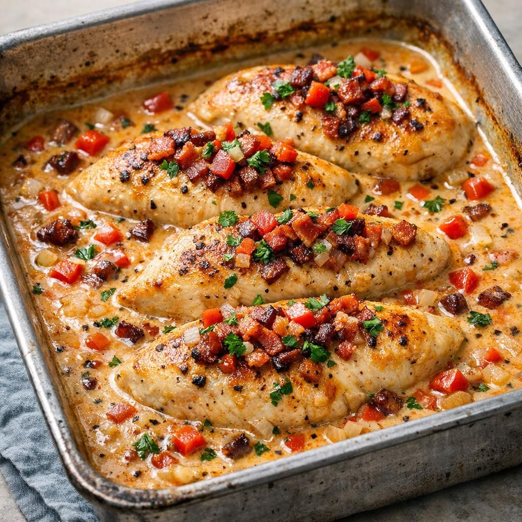 Kyllingebryst i peberflødesovs – nem opskrift