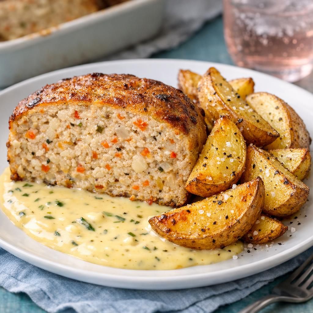 Kyllingefarsbrød med ovnkartofler og færdiglavet bearnaise