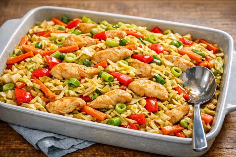 Lynstegt kylling med spidskål, gulerod og rød peber i let soyadressing; saftig kylling og sprøde grøntsager i farverig wok