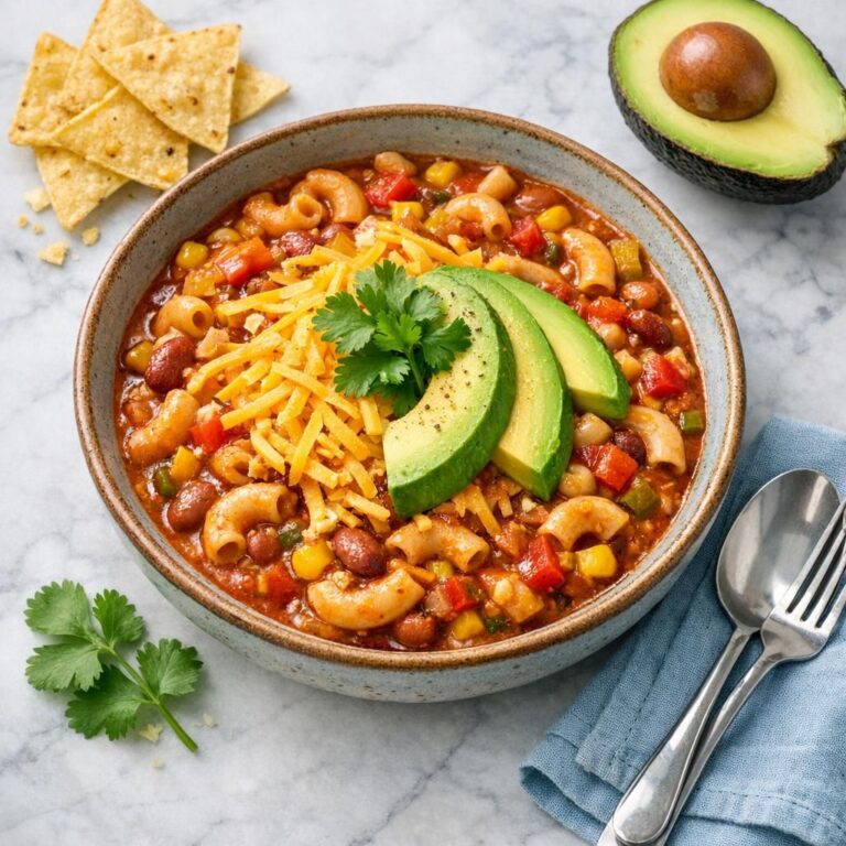 { "alt_text": "Nærbillede af one-pot mexi-pasta i gryde med tomatsauce, grøntsager, revet cheddar, avocado og sprøde tortillachips", "file_name": "max-15-min-one-pot-mexi-pasta-med-tortillachips-og-avocado-5376" }