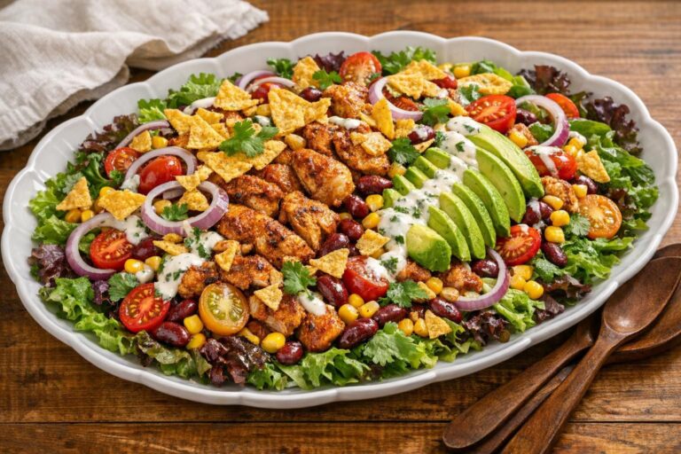 { "alt_text": "Mexicansk kyllingesalat med bønner, majs, cherrytomater og avocado, dryppet med cremet korianderdressing og toppet med knuste tortillachips i hvid skål", "file_name": "mexicansk-kyllingesalat-med-bonner-og-tortillachips-3872" }