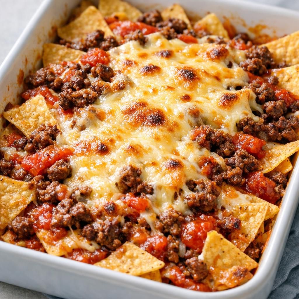 Nachos med oksekød og ost