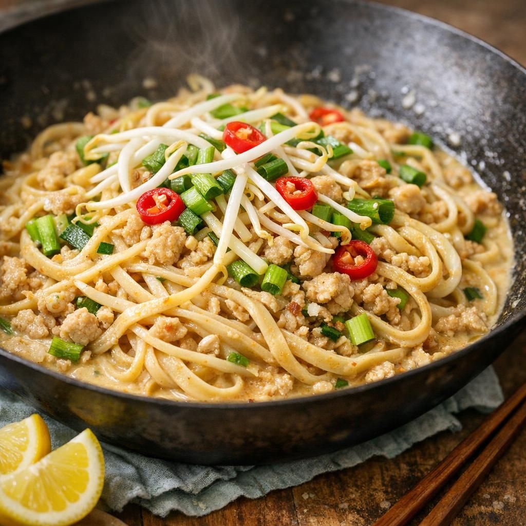 Nudler med kylling og kokos