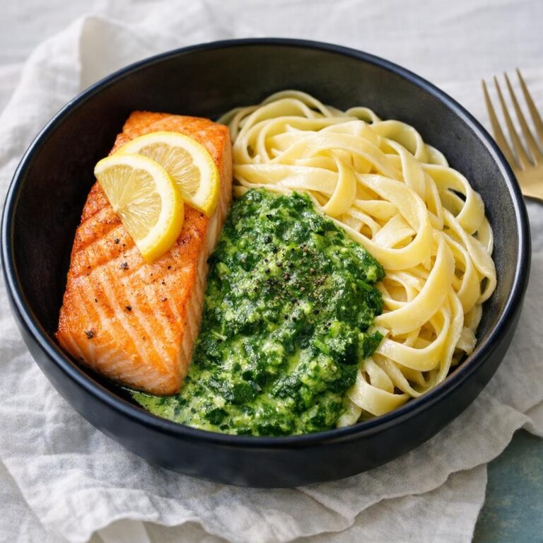 { "alt_text": "Pandestegt laks med sprødt skind, frisk pasta og cremet spinatflødesauce, serveret med citronskive", "file_name": "pandestegt-laks-med-spinatflodesauce-og-frisk-pasta-4386" }