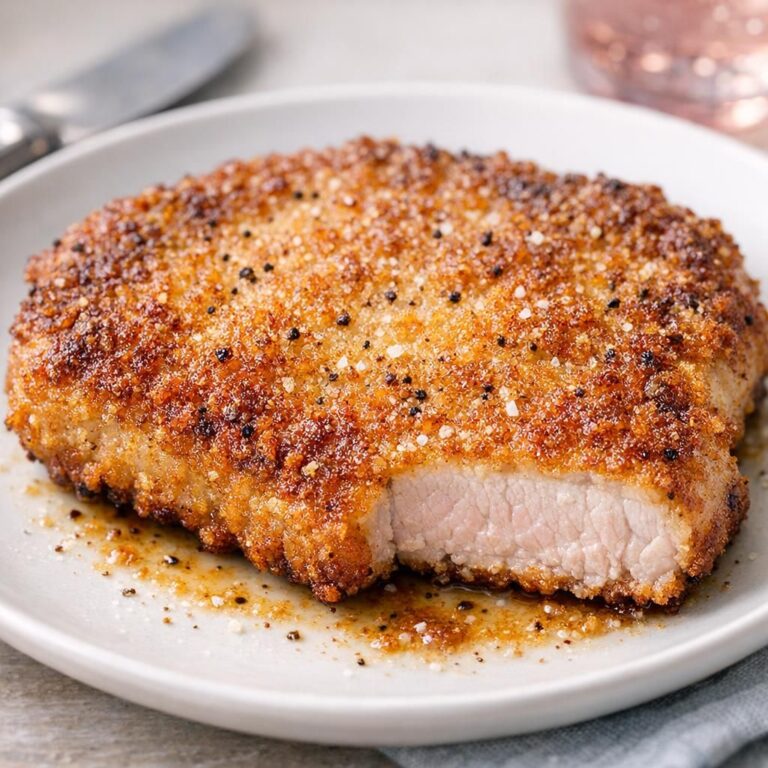 Panerede koteletter stegt gyldne i smør på pande – sprød panering og saftigt svinekød