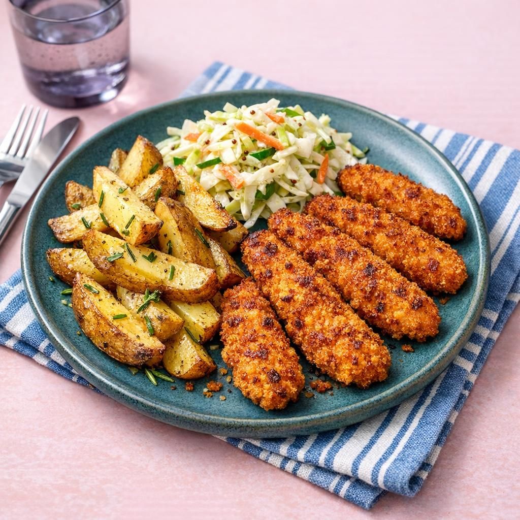 Pankokylling med rosmarinkartofler og hurtig kålsalat