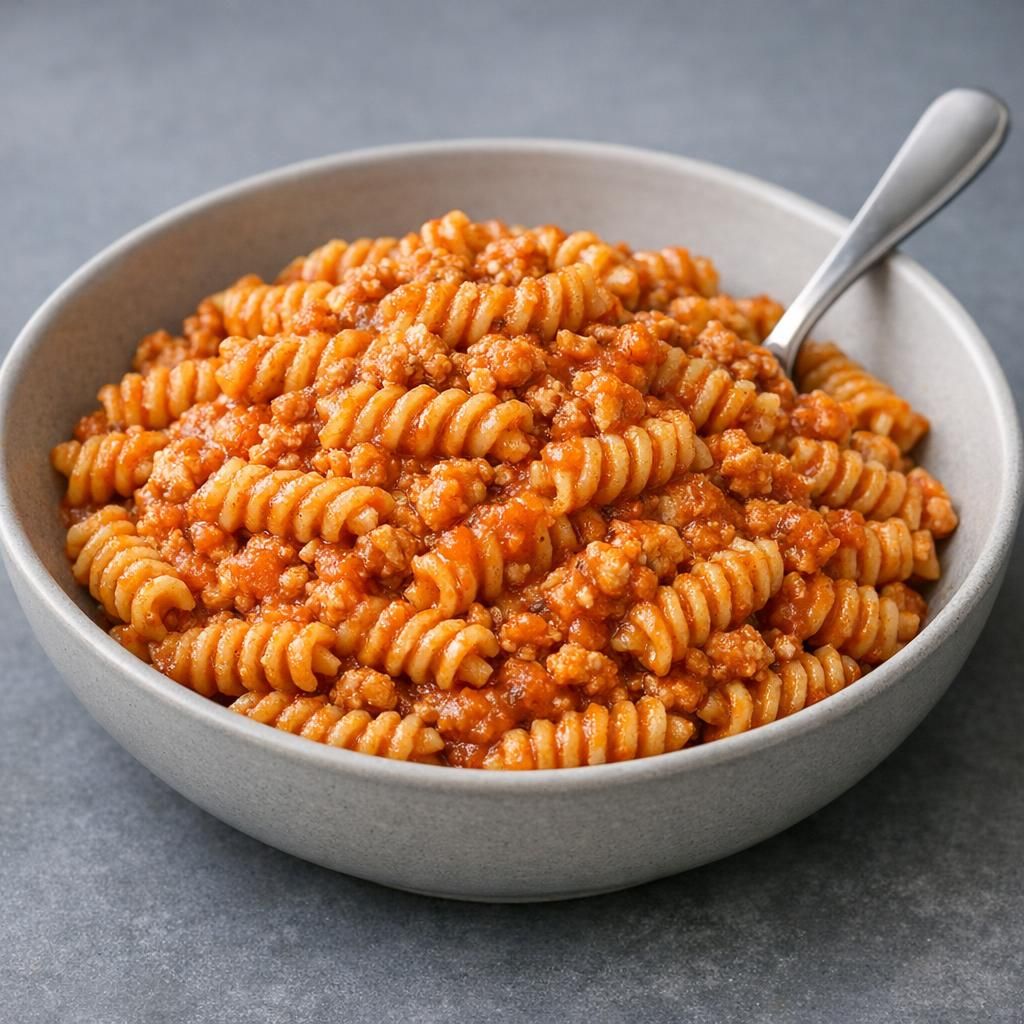 Pasta med kyllingeragù i tomatsauce