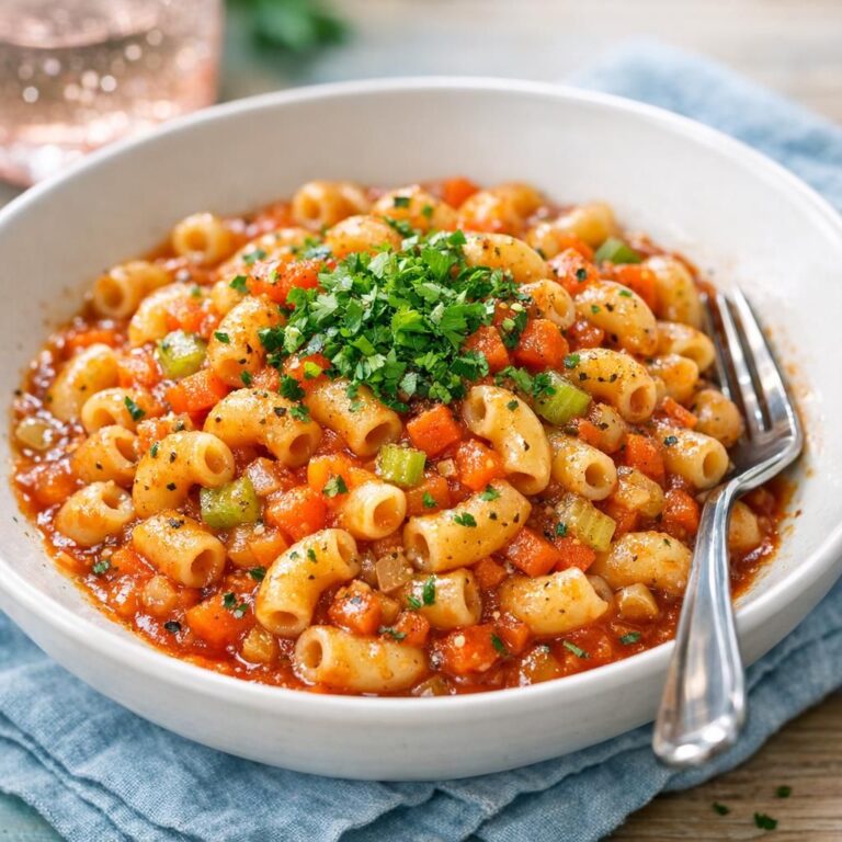 { "alt_text": "Kort pasta i tomatbaseret soffritto med fine tern af gulerod, bladselleri og løg, toppet med frisk persille", "file_name": "pasta-med-soffritto-af-groentsager-3276" }