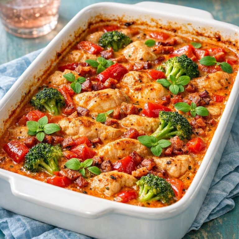 { "alt_text": "Pikant kylling i fad i hvidt ovnfast fad med cremet orange-rød sauce, kyllingestykker, bacon, rød peber og broccoli", "file_name": "pikant-kylling-i-fad-5274" }