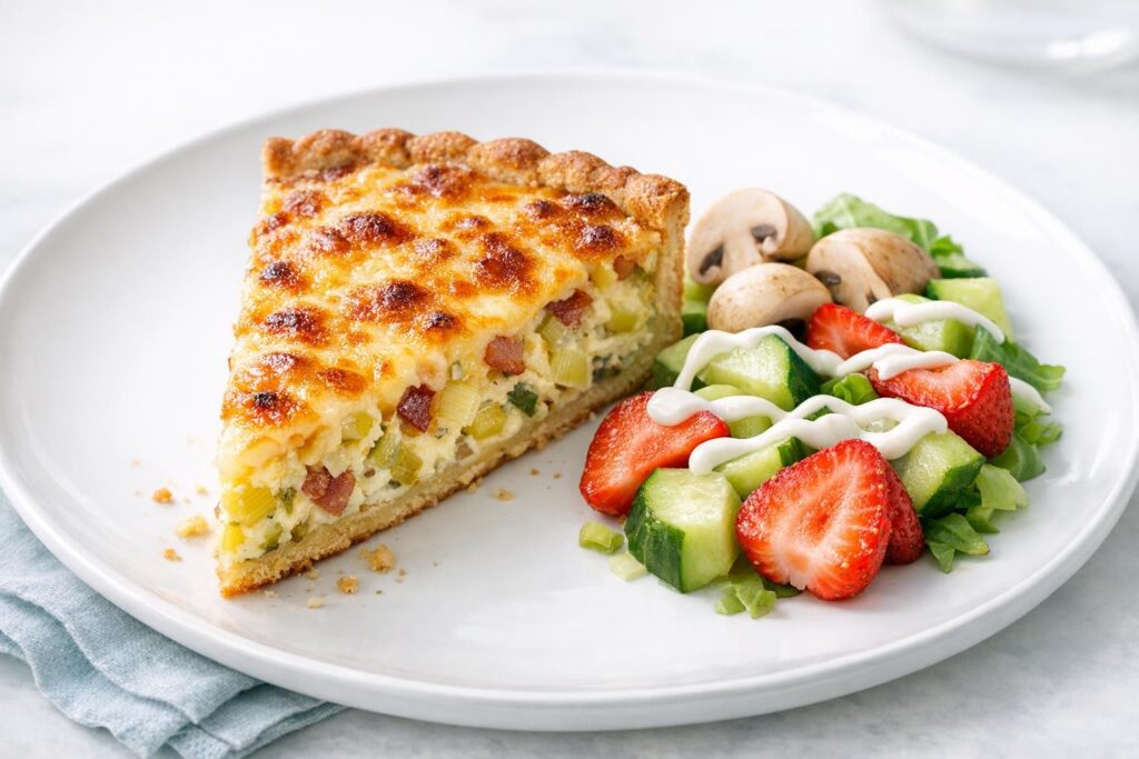 Porretærte med bacon og sprød ost