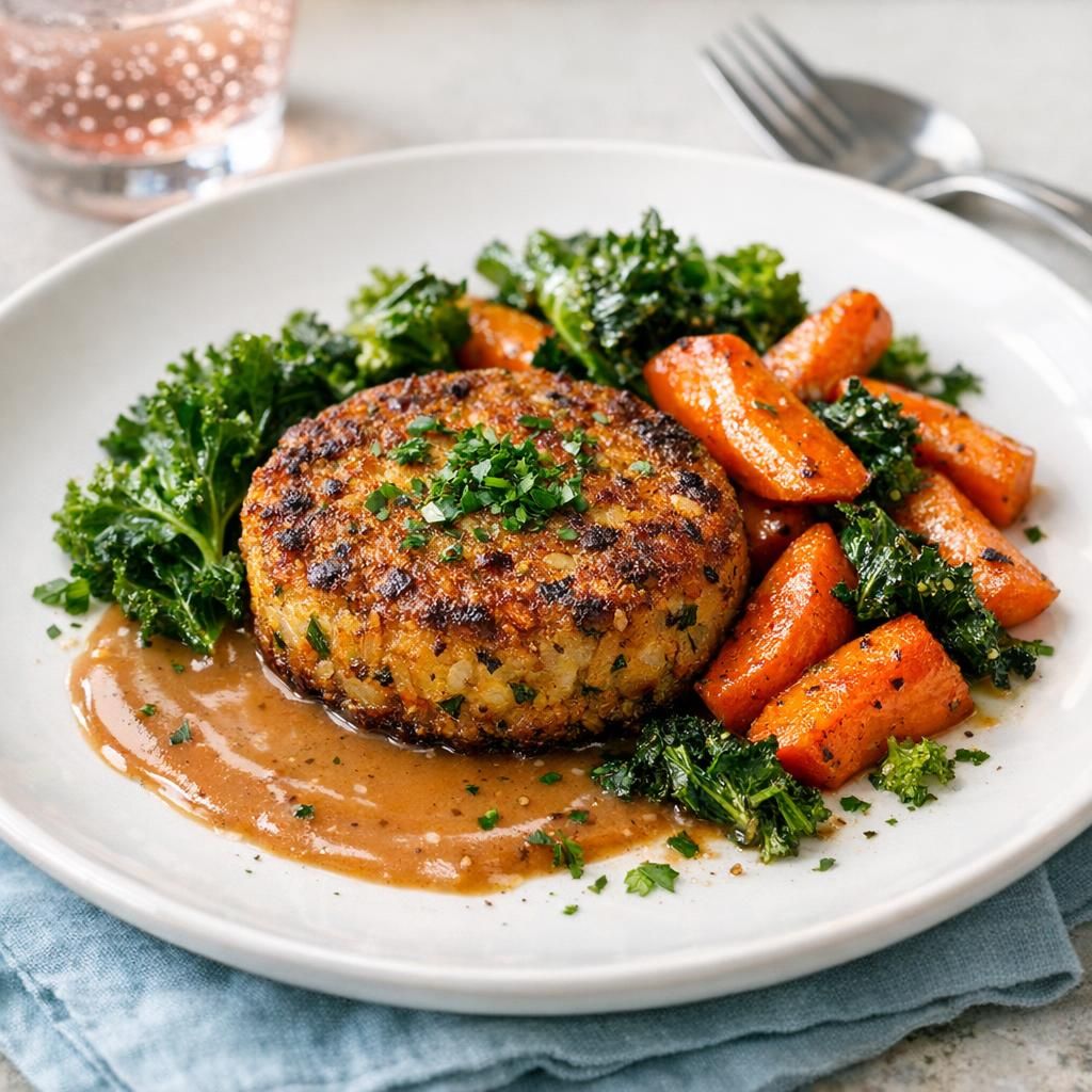 Selleribøffer med ristede gulerødder, grønkål og sauce