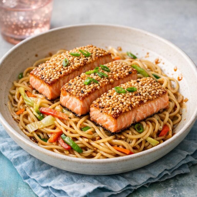 { "alt_text": "Sesamstegt laks på asiatiske nudler med gulerod, kål og forårsløg i lav keramisk skål", "file_name": "sesamstegt-laks-med-asiatiske-nudler-4827" }