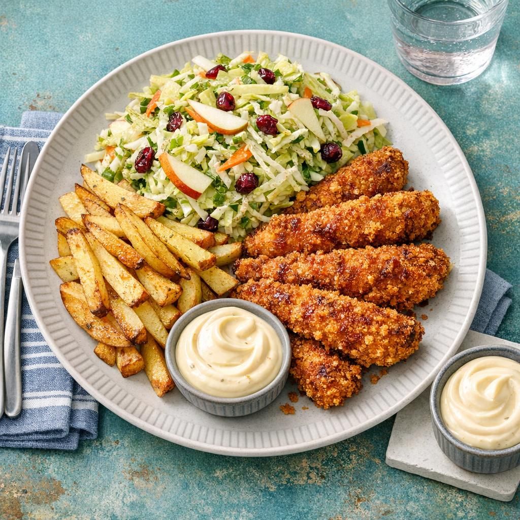 Sprød BBQ-kylling med syrlig kålsalat og mild aioli