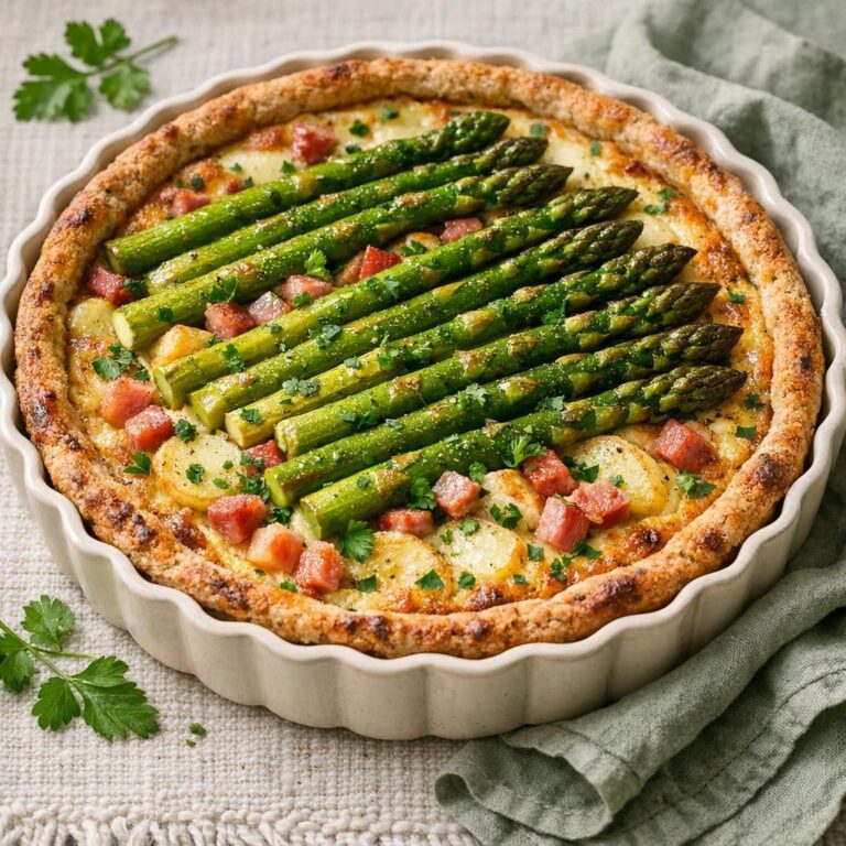 { "alt_text": "Gylden tærte med hele grønne asparges, skinketern og kartoffel i æggestand, drysset med persille i tærteform", "file_name": "taerte-med-groenne-asparges-skinke-og-kartoffel-4921" }