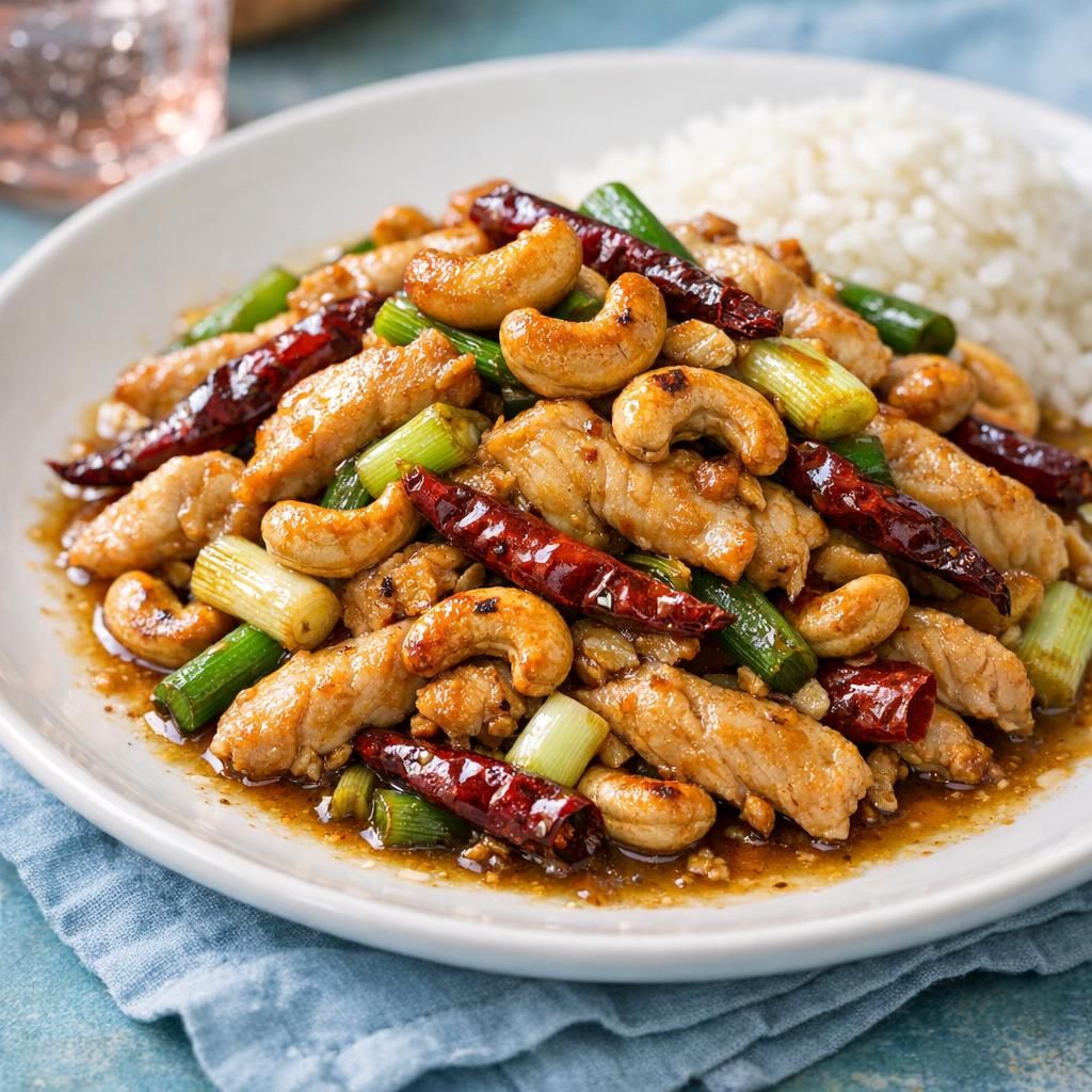 Thailandsk kyllingewok med cashewnødder