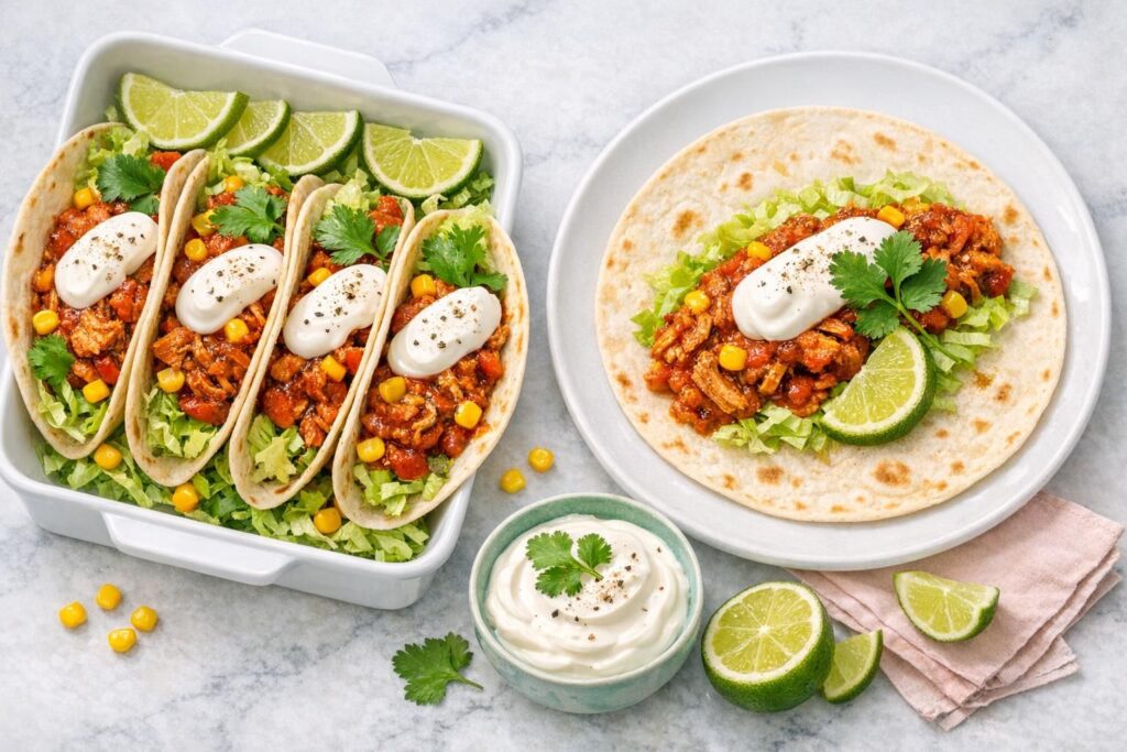 Tortillas med braiseret mexicansk-inspireret kylling