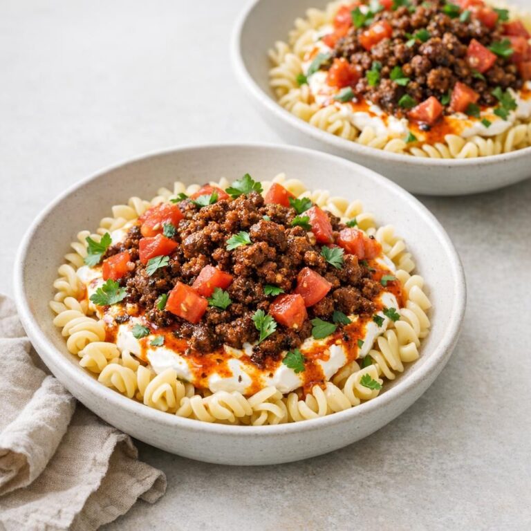 { "alt_text": "Tyrkisk inspireret pasta med krydret oksekød, cremet yoghurt og paprikasmør, toppet med tomat og persille", "file_name": "tyrkisk-inspireret-pasta-med-oksekod-yoghurt-og-paprikasmor-5279" }