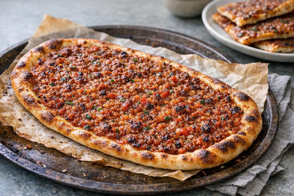 Tyrkisk pizza på oksekød