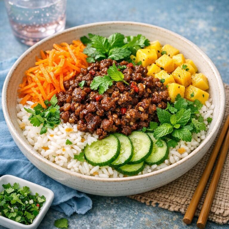 { "alt_text": "Vietnamesisk oksekødsskål med hvidløgsris, soja-limeglaseret hakket oksekød, revet gulerod, tynde agurkeskiver, mango og friske mynte- og korianderblade", "file_name": "vietnamesisk-oksekodsskal-med-hvidlogsris-og-friske-grontsager-3847" }