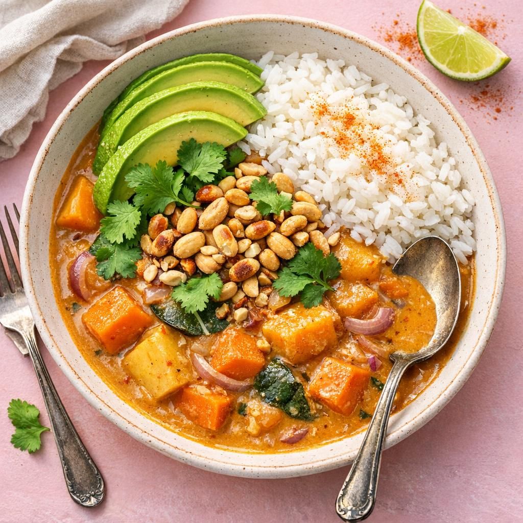 Grøntsags-massaman med kokosris
