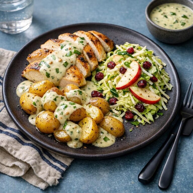 { "alt_text": "Skiver af kylling i cremet basilikumsauce med små smørglaserede kartofler og sprød spidskålssalat med æble og tranebær", "file_name": "kylling-i-cremet-basilikumsauce-med-kartofler-og-tranebaer-kalssalat-5287" }