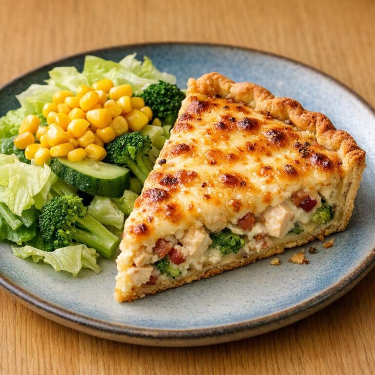 { "alt_text": "Kyllingebacon-tærte uden æg med gylden sprød bund, smeltet mozzarella og synlige broccoli, sprødt bacon og kyllingestykker", "file_name": "kyllingebacon-taerte-uden-aeg-6382" }