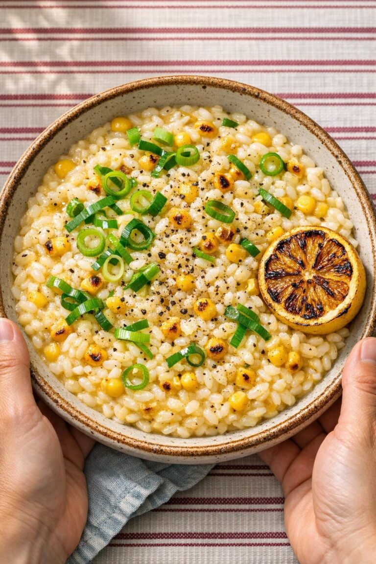 { "alt_text": "Cremet majs-risotto med forårsløg, ristede majs og grillet citron i en lav skål", "file_name": "majs-risotto-med-forarslog-og-grillet-citron-4832" }